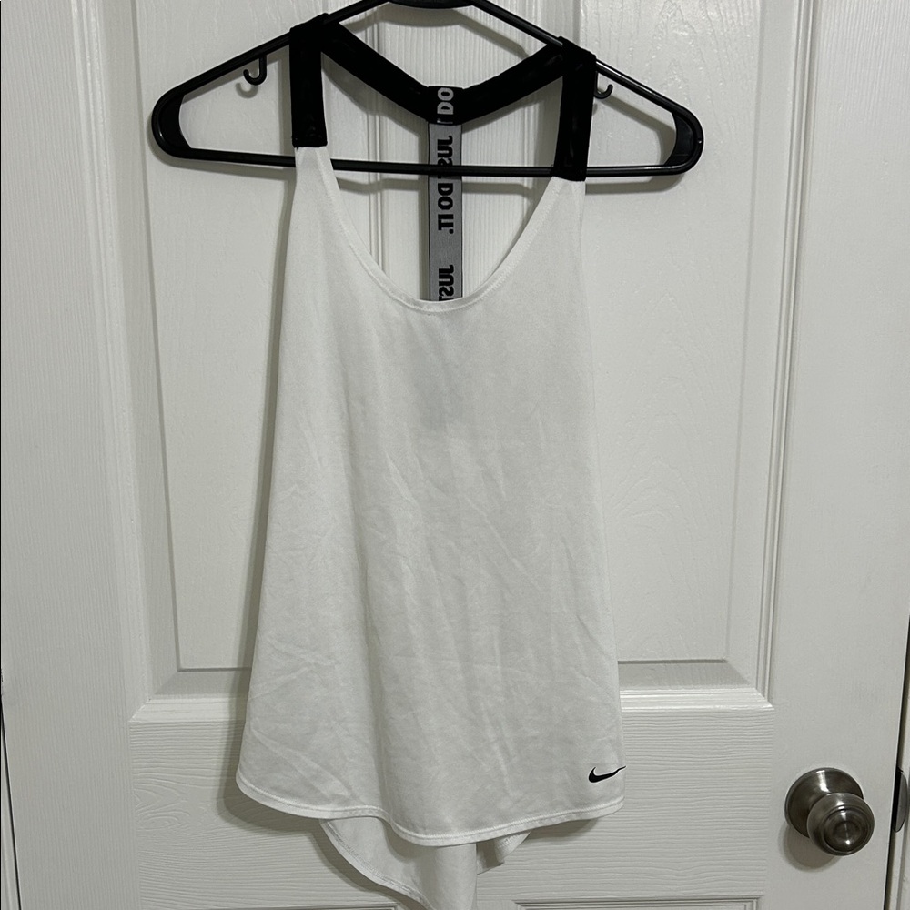 SOLD
Nike Women's White and Black Just Do It Strap Tank Top